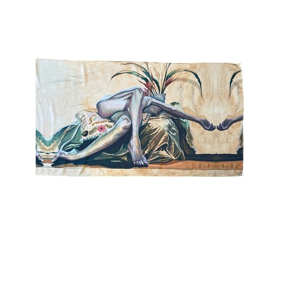 Carly Marchment Artistic Scarf With Abstract Human Figure & Floral Design - Picture 3 of 5